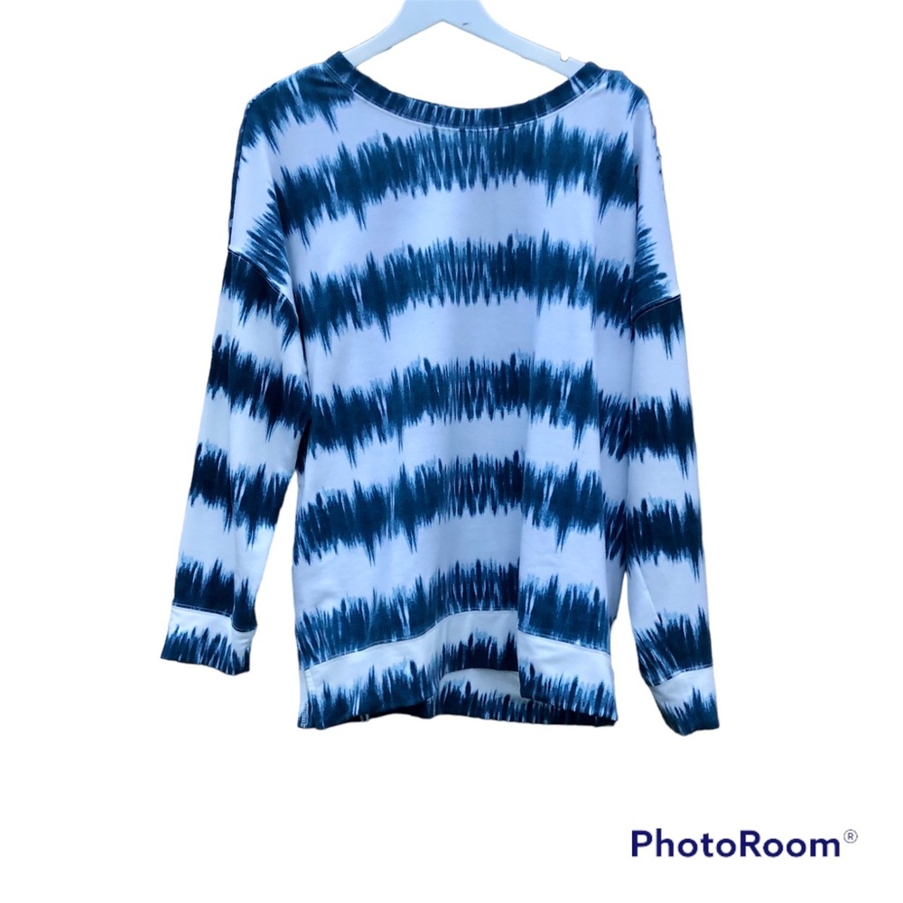Style & Co Sweater Blue Chevron Striped White Knit Sz. XXL